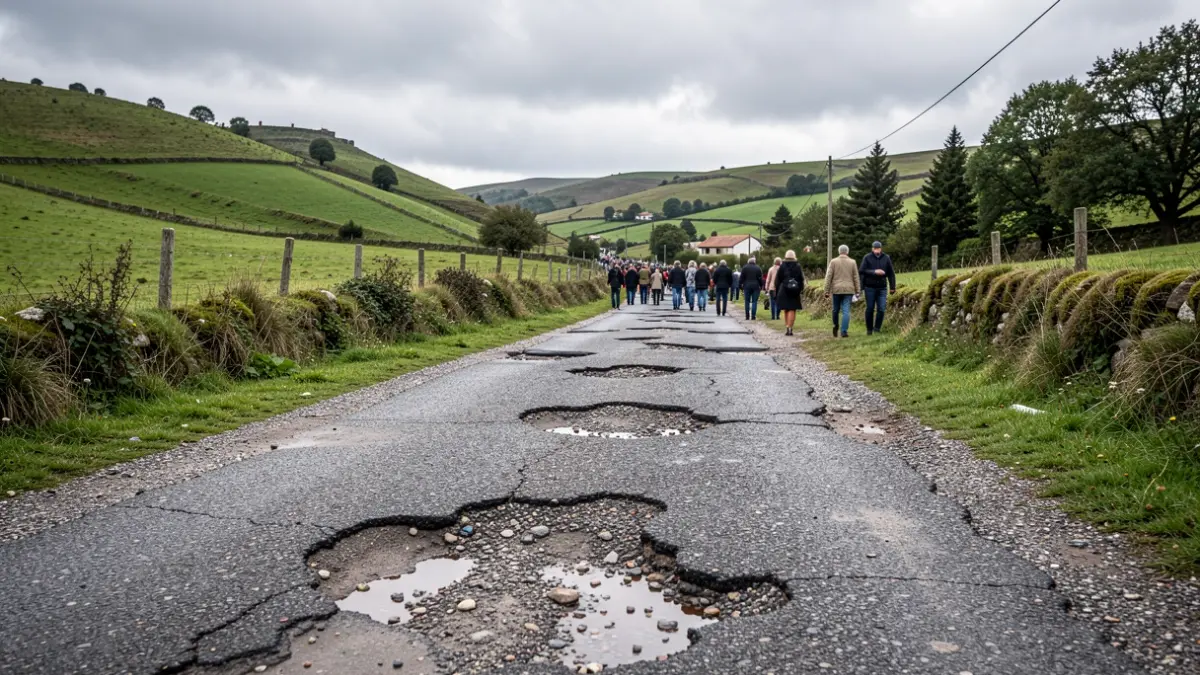 Imagen genérica de carreteras dañadas en Galicia.