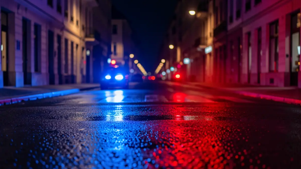 Imagen genérica de luces de emergencia en una calle urbana por la noche.