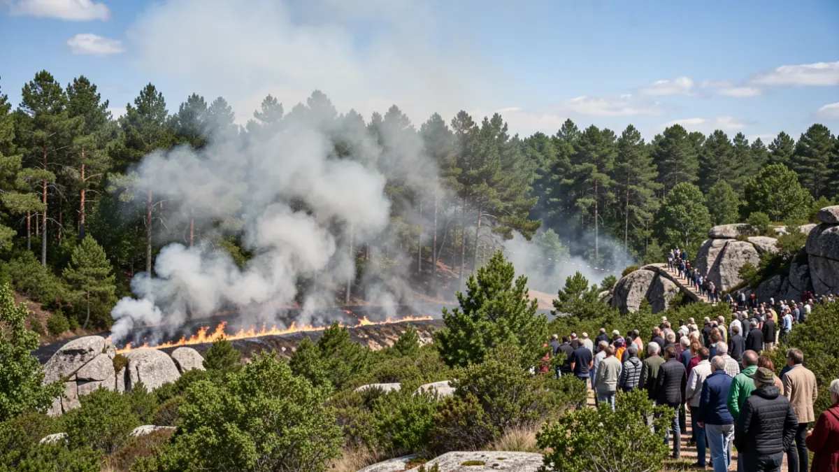 Imagen genérica de incendio forestal controlado en Galicia.