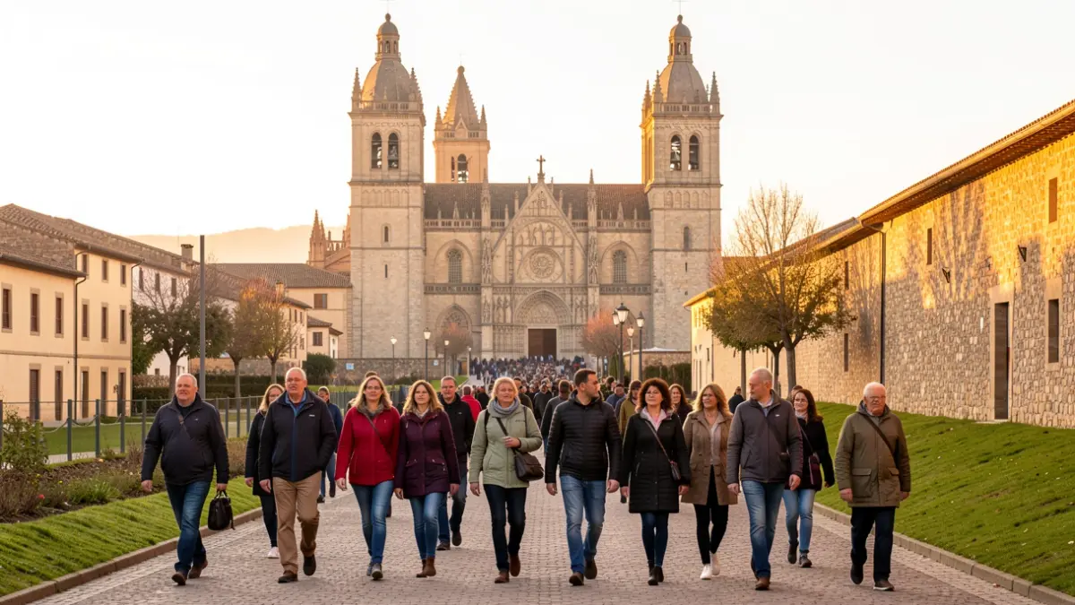 Imagen genérica de peregrinos llegando a Santiago de Compostela.
