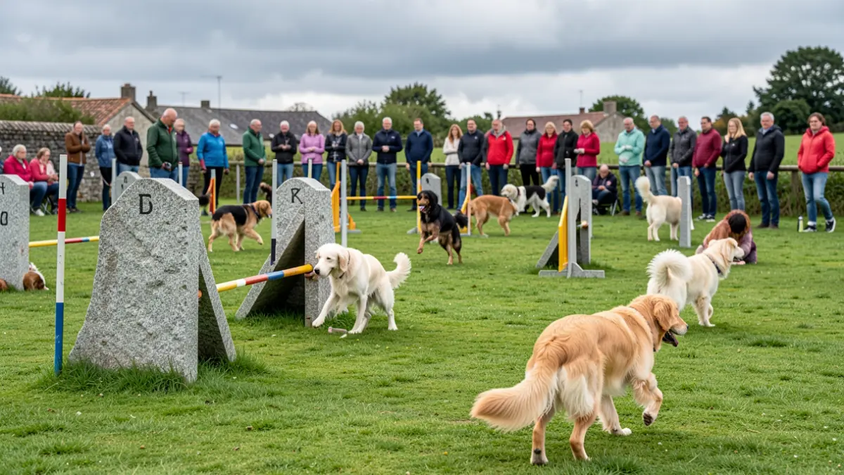 Imaxe xenérica dun parque canino en Galicia con cans e persoas.