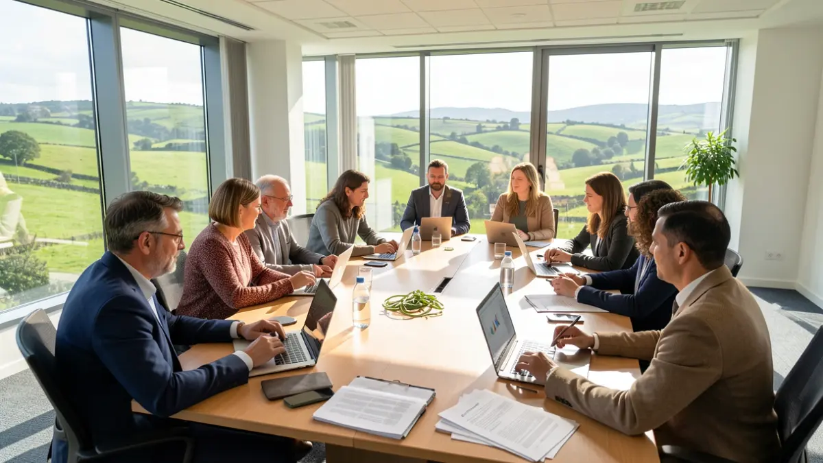 Imagen genérica de profesionales colaborando en una sala de conferencias en Galicia.