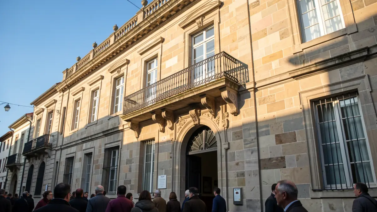 Imaxe xenérica dun concello galego de pedra con balcón ornamentado.