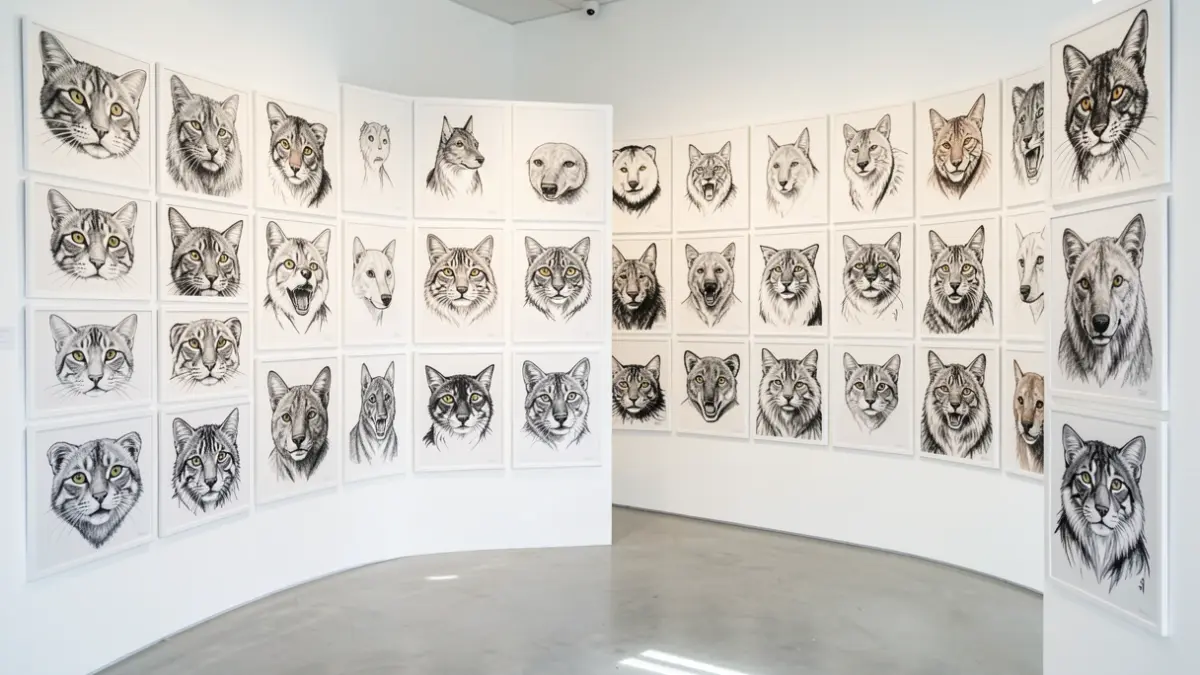 Imaxe xenérica de debuxos de animais en exposición.