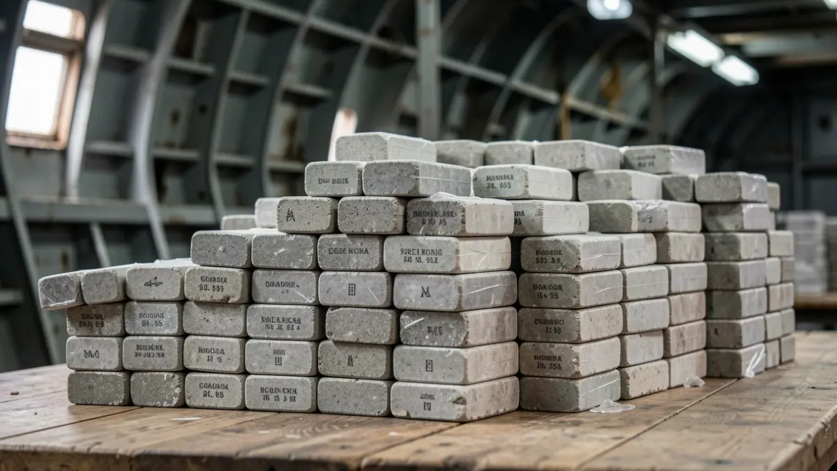 Cantidad de ladrillos de cocaína apilados en un barco.