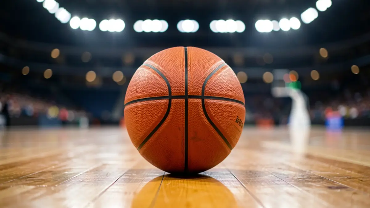 Imagen genérica de un balón de baloncesto sobre una pista de juego.