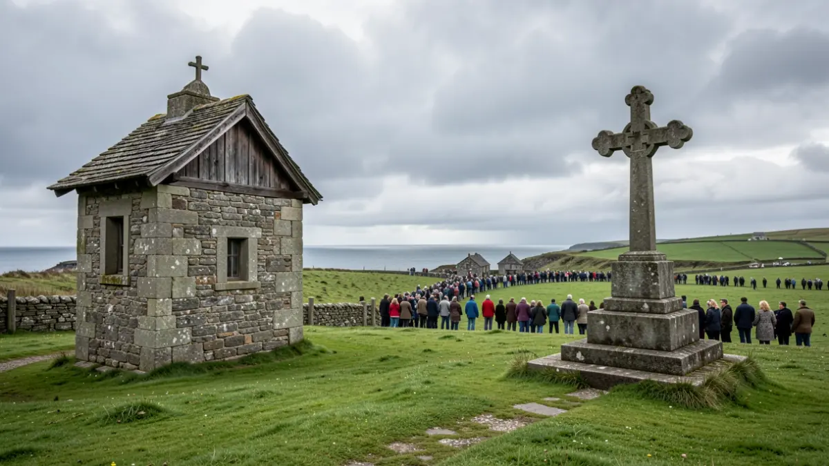 Imagen genérica de un hórreo y un cruceiro en Galicia.