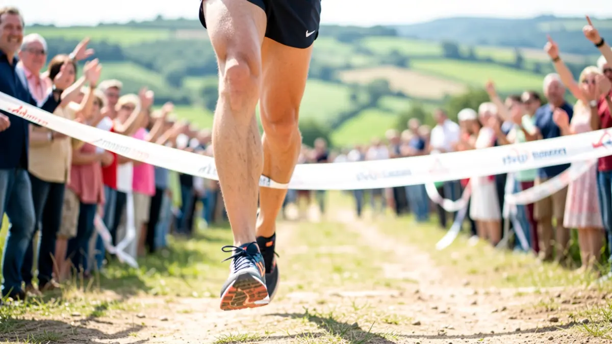 Imagen genérica de corredores cruzando una meta en una carrera popular.