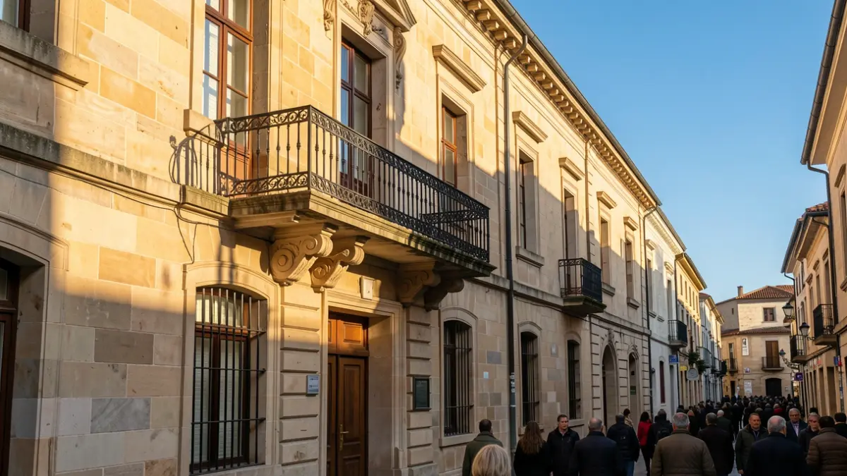 Imaxe xenérica dun concello galego de pedra con balcón ornamentado.
