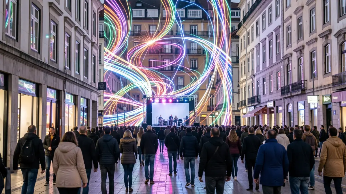 Imagen genérica de arte electrónico y arquitectura urbana.