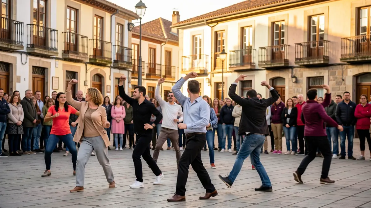 Imagen de una actuación de danza contemporánea en la Praza da Galicia, A Estrada, durante el festival 6 Coreógrafas.