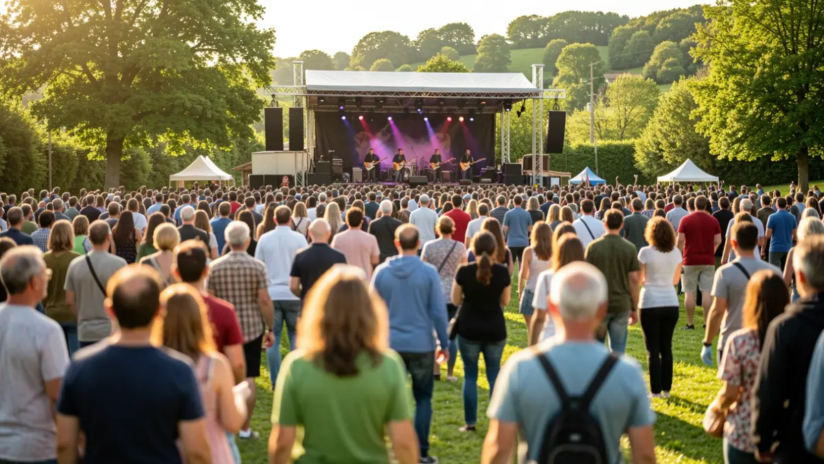 Imagen genérica de un festival de música al aire libre en un área recreativa gallega.