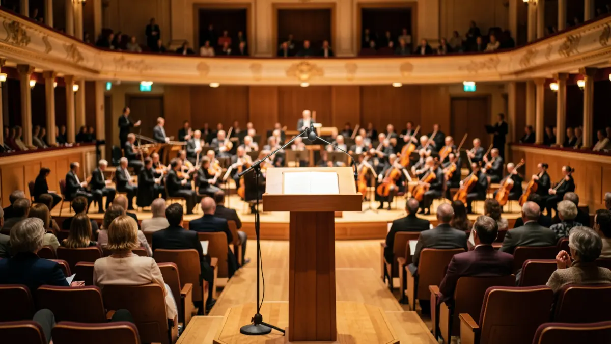 Imagen genérica de un podio de director de orquesta vacío.
