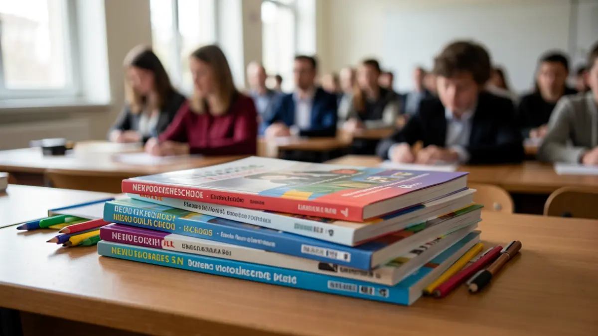 Imagen genérica de libros de texto y material escolar sobre una mesa.