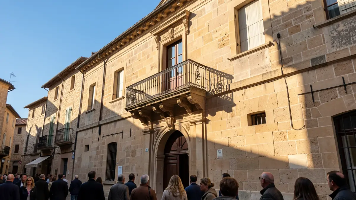 Imaxe xenérica dun concello galego con balcón e luz solar.