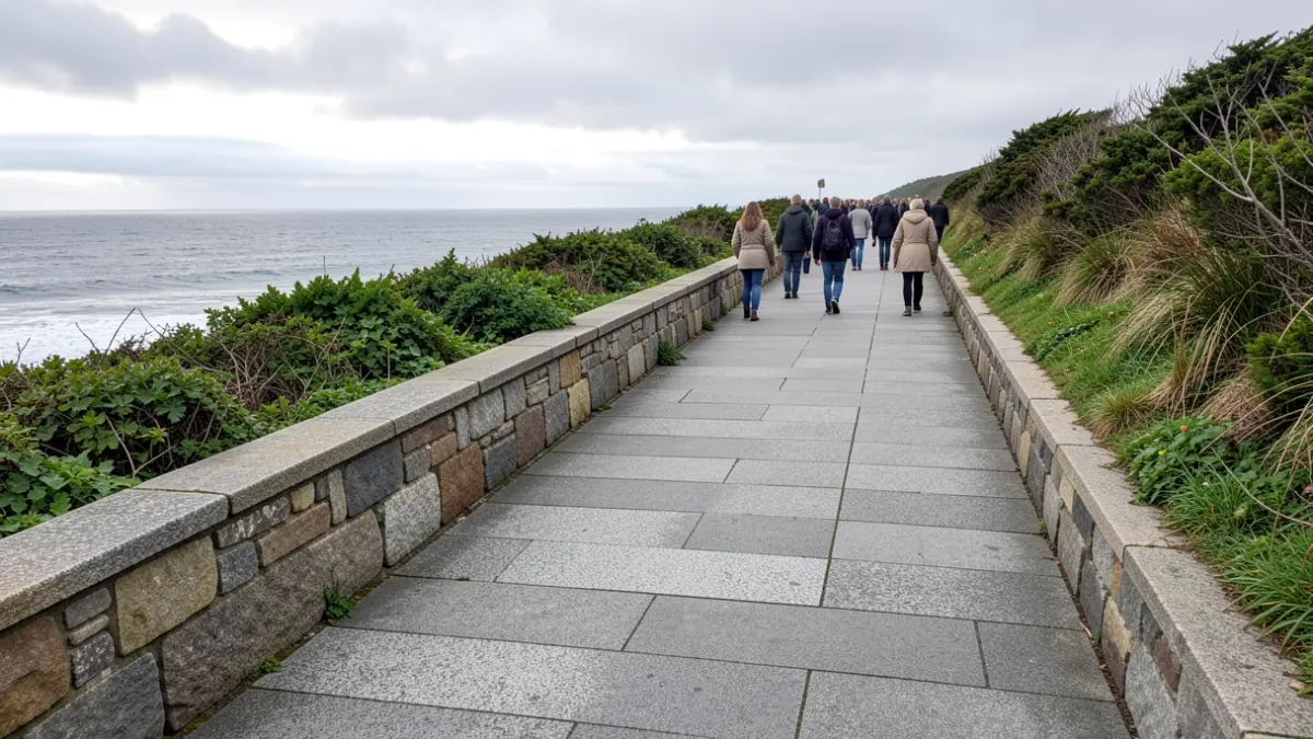 Imagen genérica de una senda costera en Galicia con vegetación atlántica y el mar al fondo.