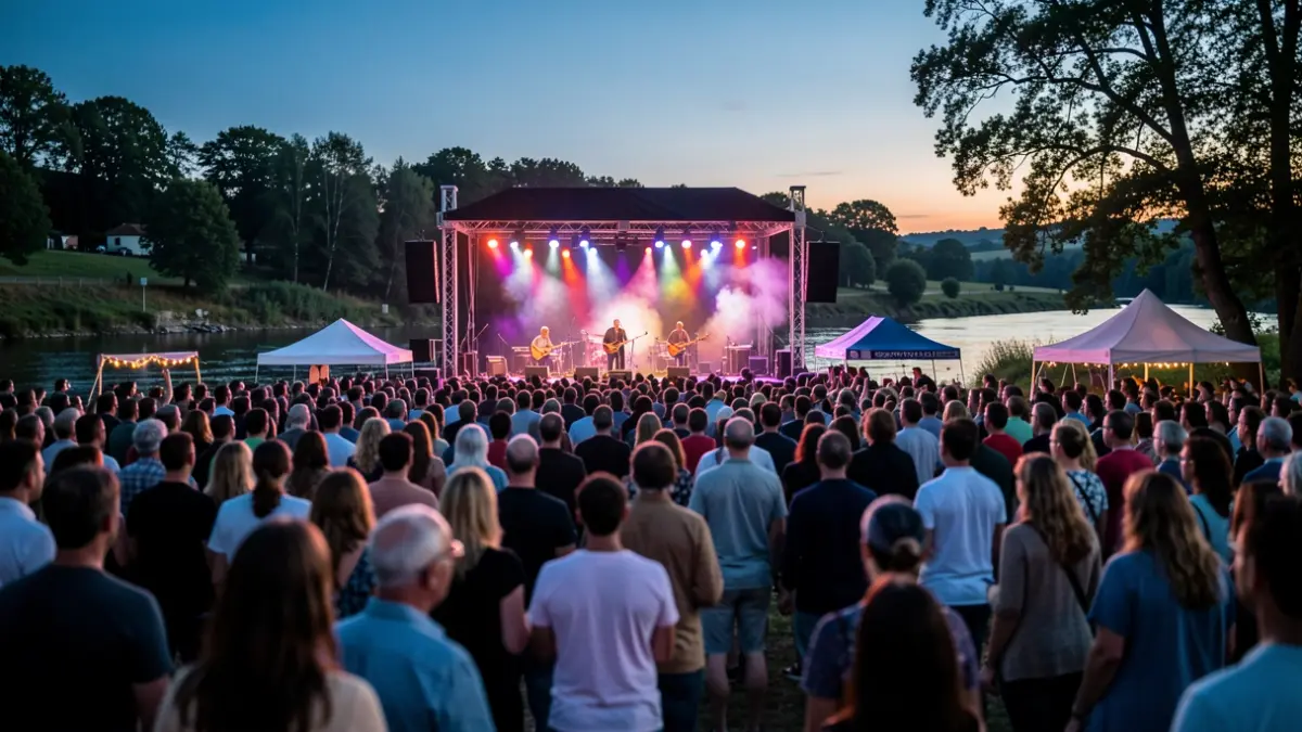 Imaxe xenérica dun festival de música ao aire libre en Galicia con público e luces de escenario.