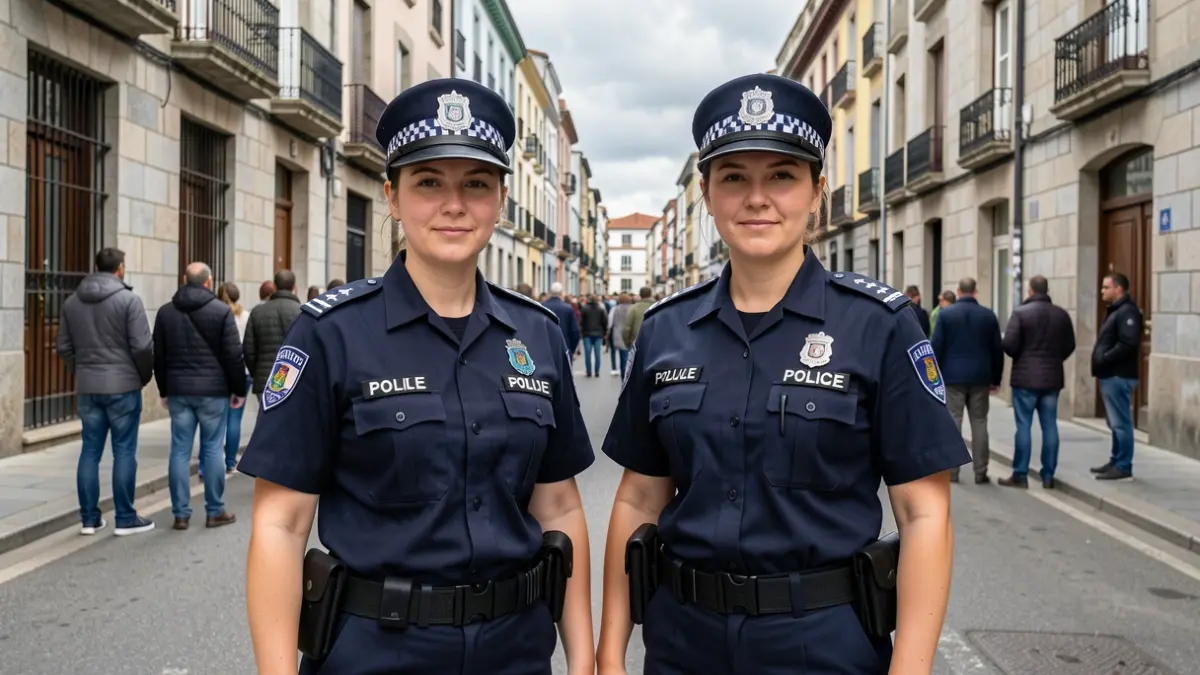 Dos mujeres policías locales de Vigo, Marina Ledo y Begoña Villar, en la Sede de la Diputación.