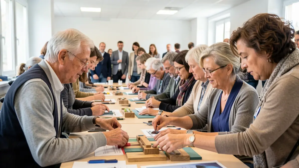 Imagen genérica de personas participando en un taller de formación laboral en Galicia.