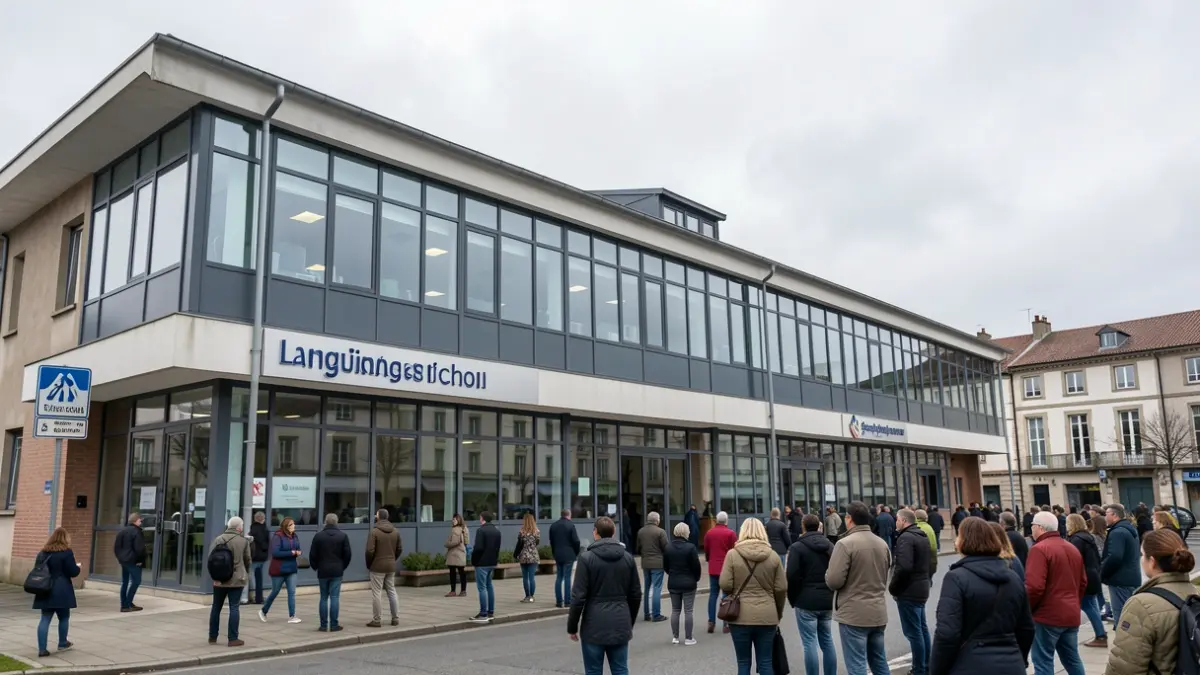 Imagen genérica de un edificio de una escuela de idiomas en Galicia.