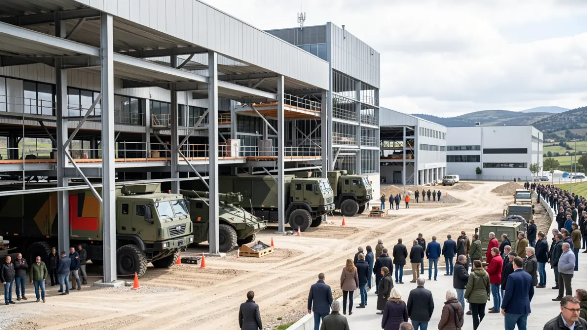 Imagen genérica de instalaciones industriales con vehículos especiales.