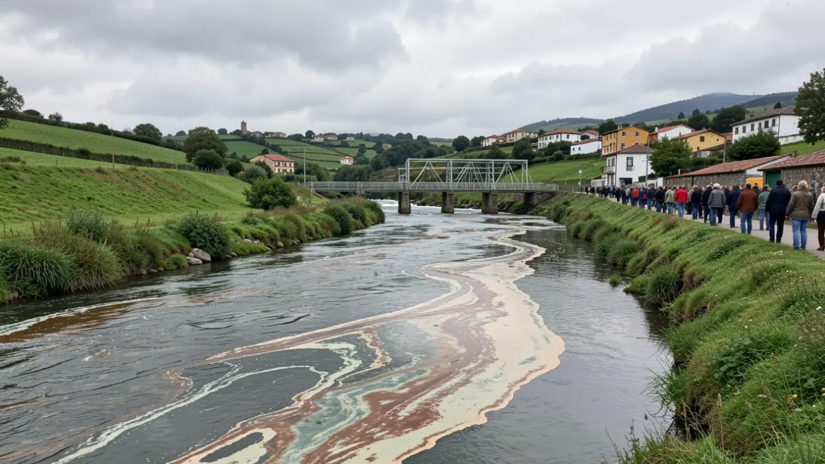 Imagen genérica de río contaminado con vertido de purines.