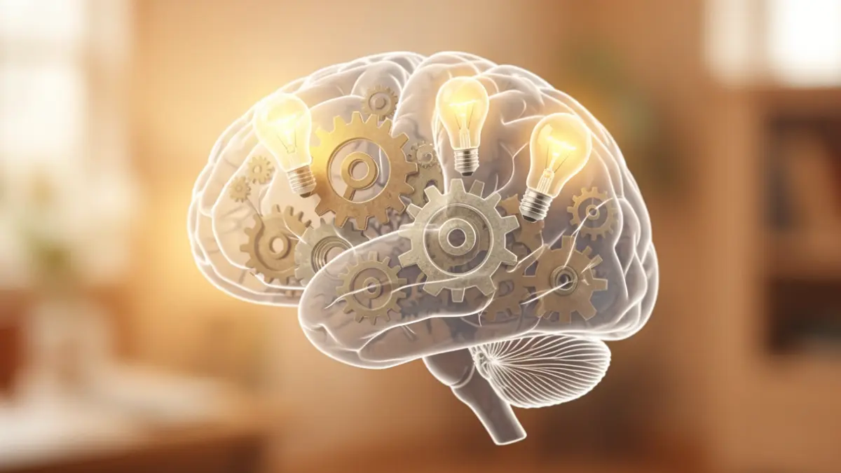 Imagen genérica de representación de un cerebro con elementos que simbolizan memoria y actividad.