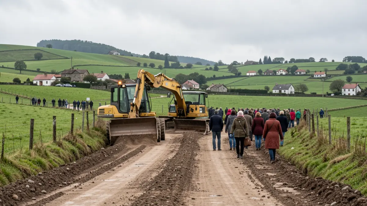 Generic image of heavy machinery working on a rural road in Galicia.