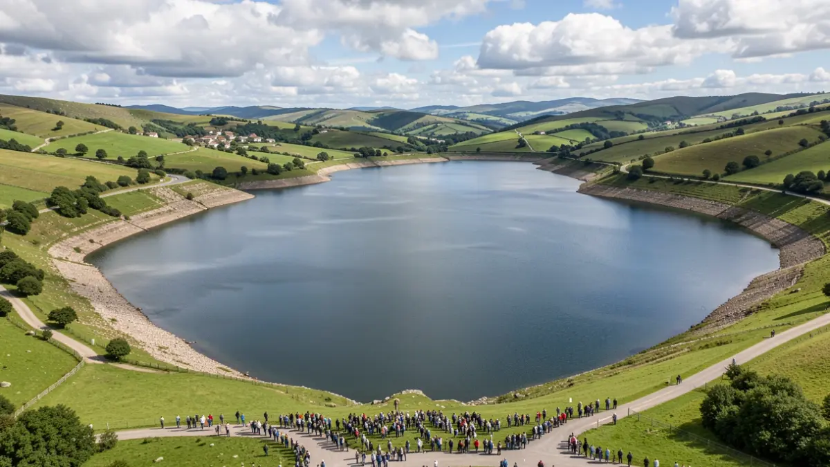 Imagen genérica de un embalse gallego con nivel de agua bajo.