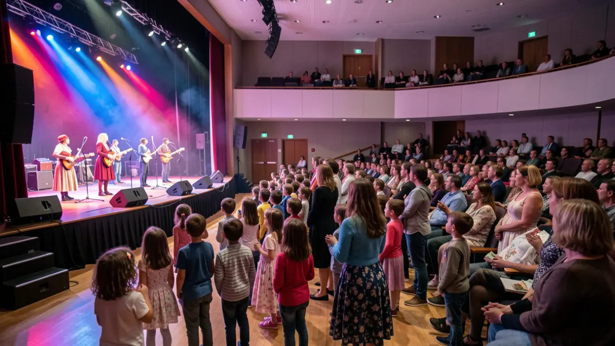 Imaxe xenérica de familias gozando dun evento cultural nun auditorio galego.