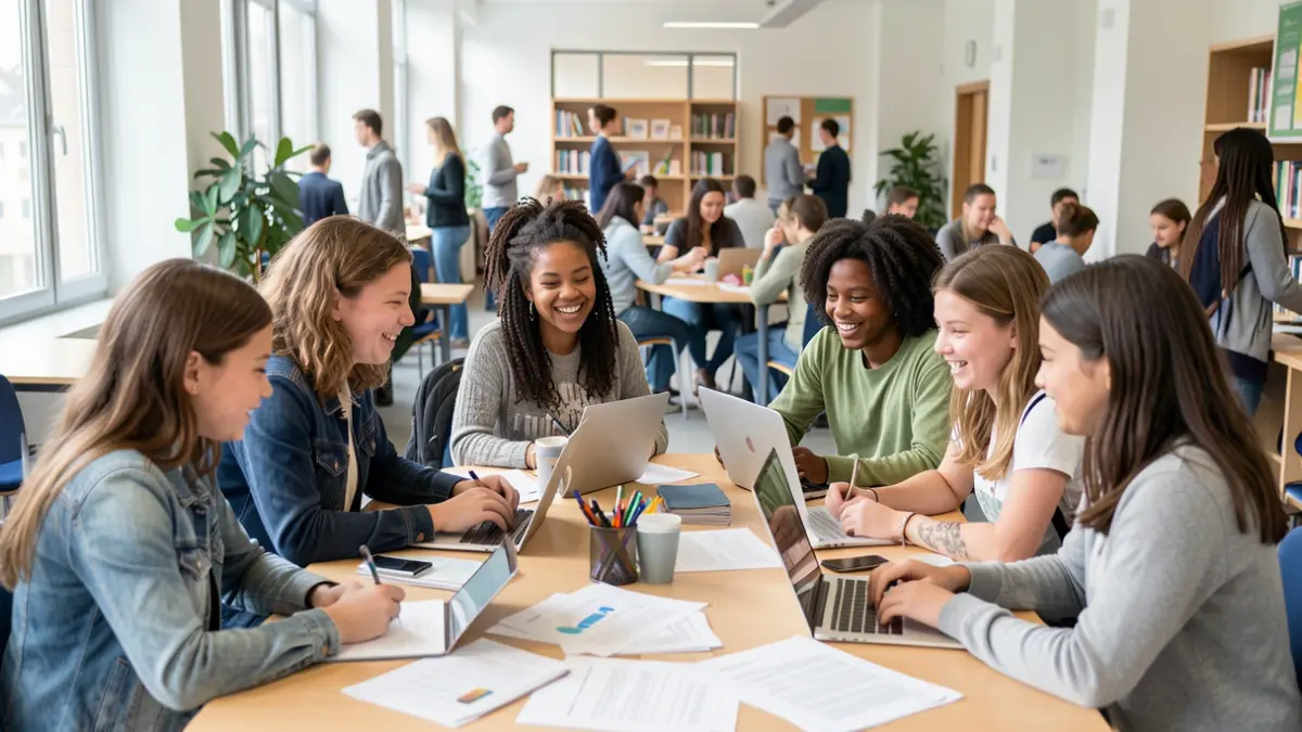 Generic image of university students collaborating on projects.