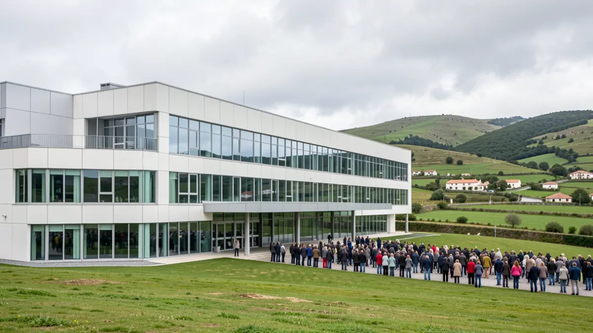 Generic image of a public hospital with modern architecture in Galicia.