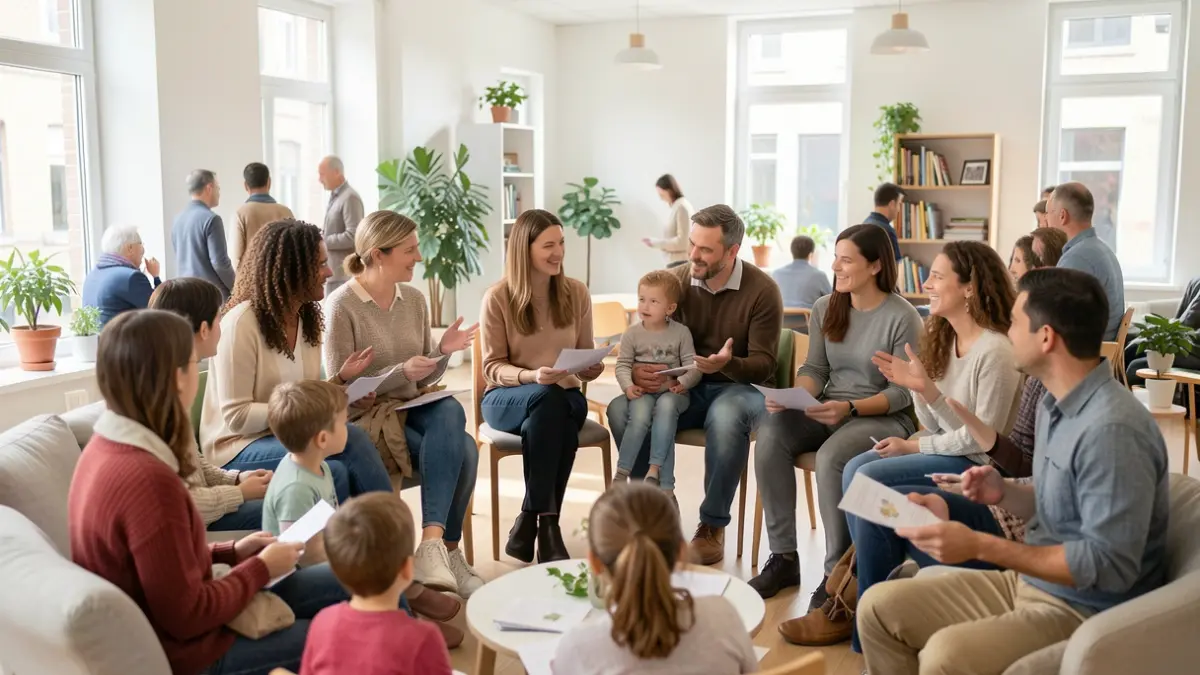 Imagen genérica de familias participando en un encuentro en un centro comunitario.