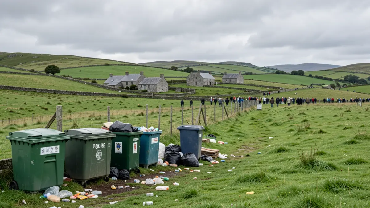 Generic image of organic waste bins and food scraps in a Galician landscape.