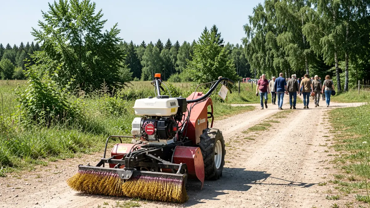 Imaxe dunha rozadora autopropulsada para a prevención de incendios forestais.