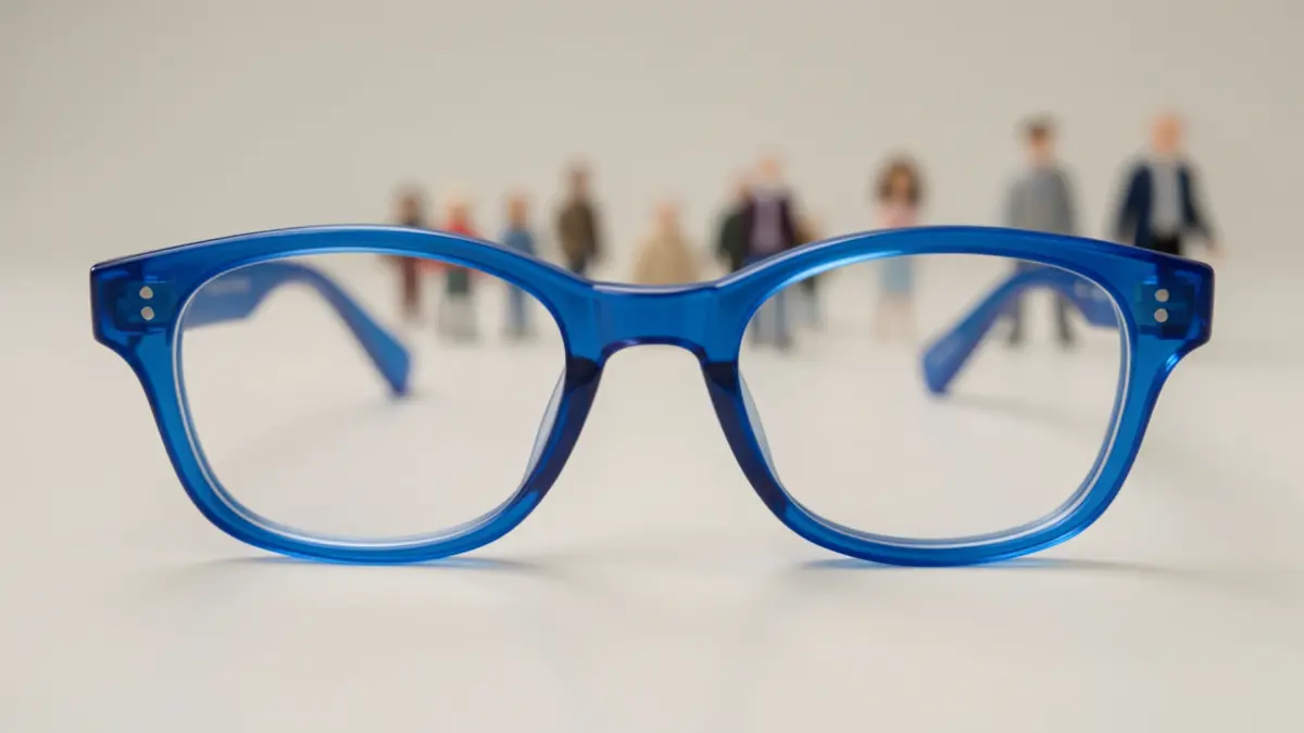 Imagen genérica de unas gafas infantiles azules sobre fondo neutro.