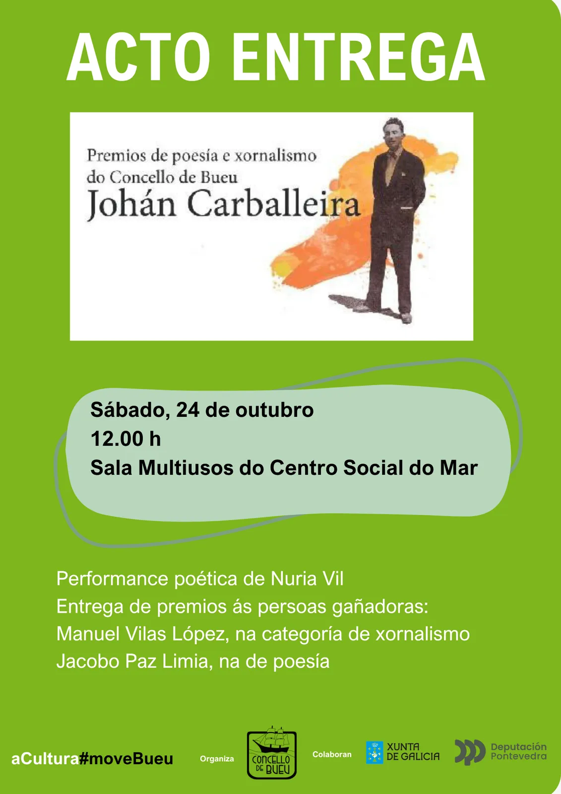 Bueu entrega os Premios Johan Carballeira de Poesía e Xornalismo