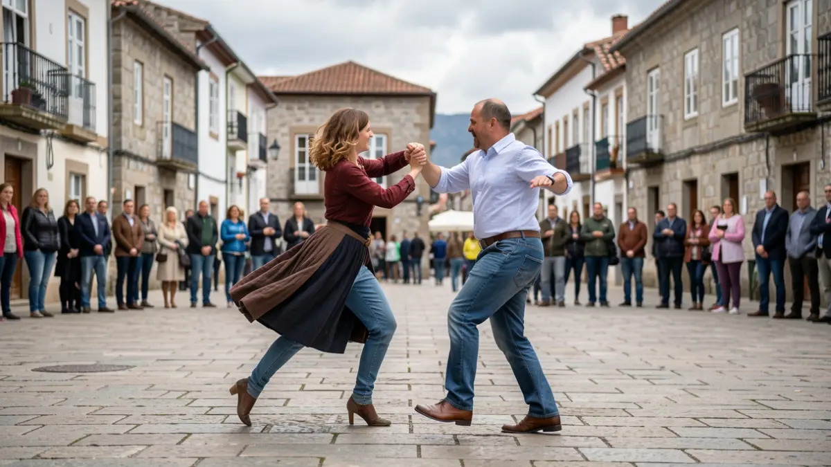 Imaxe xenérica de danza na rúa en Cedeira.