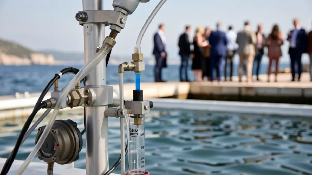 Imaxe xenérica de equipo científico medindo gases na auga do mar Mediterráneo.