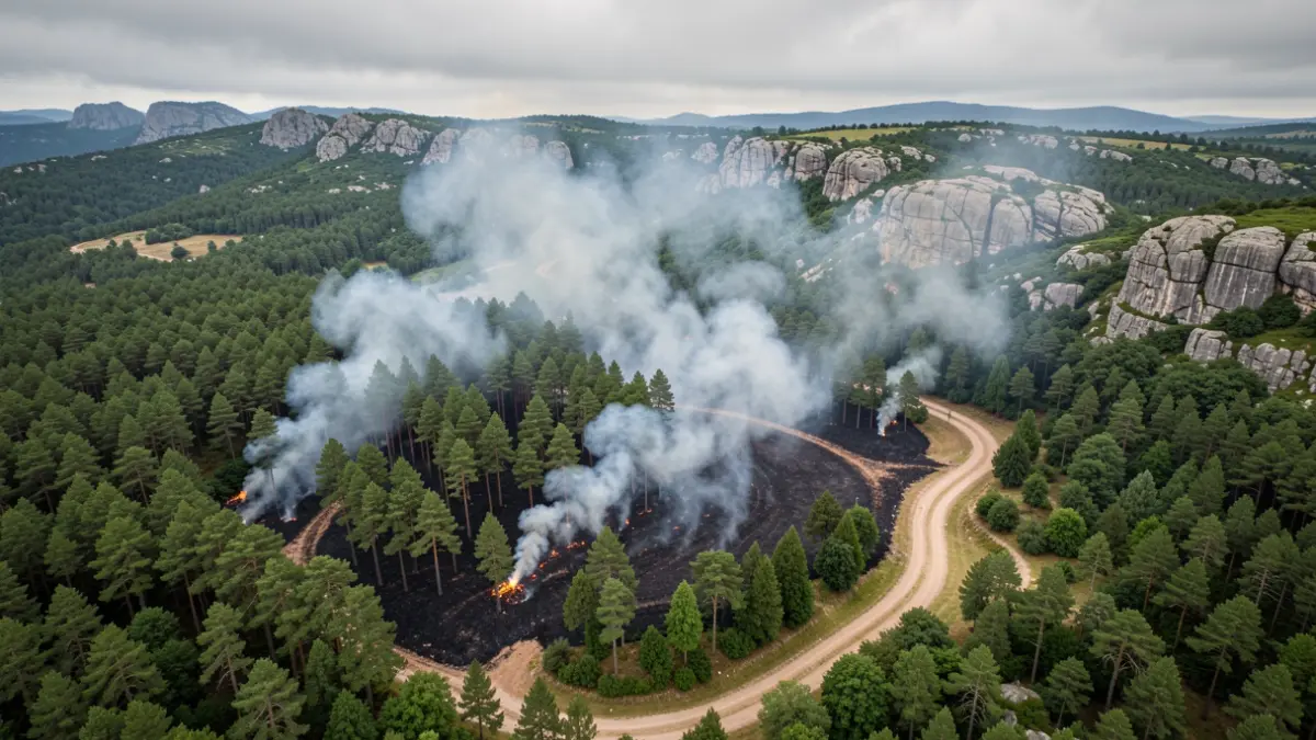 Imagen genérica de incendio forestal controlado en Galicia.