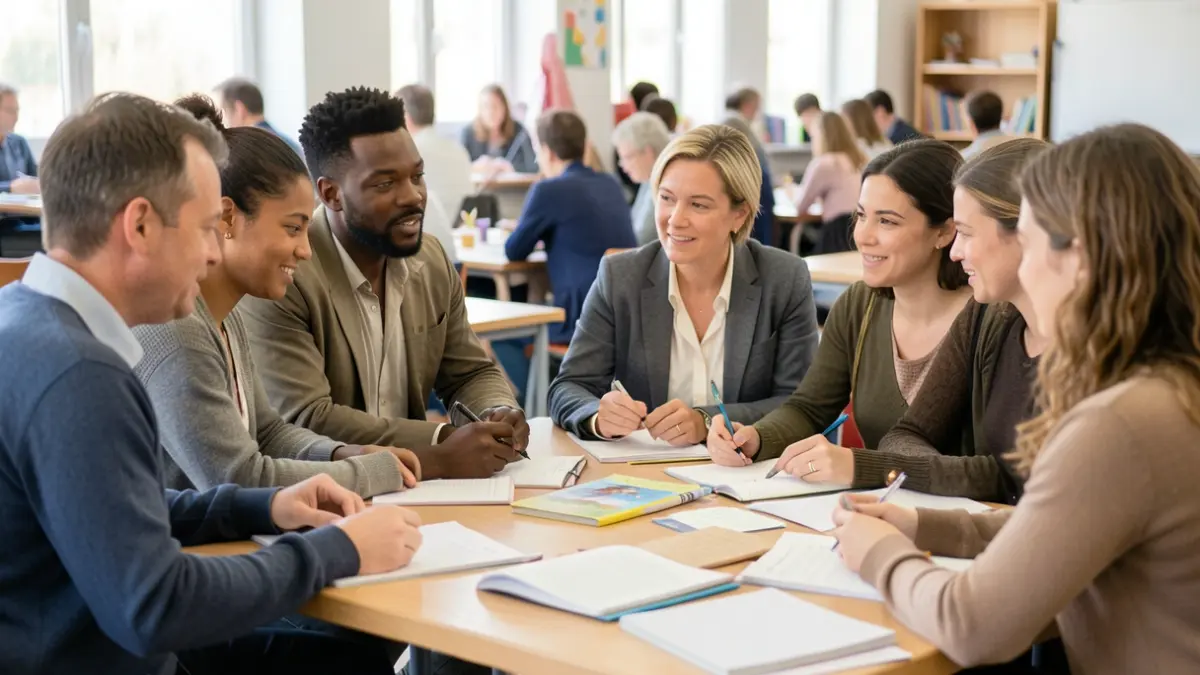 Generic image of education professionals collaborating at a work table.