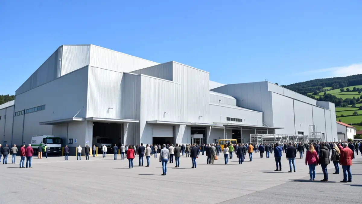 Imaxe xenérica dunha planta industrial de extrusión de aluminio en Galicia.