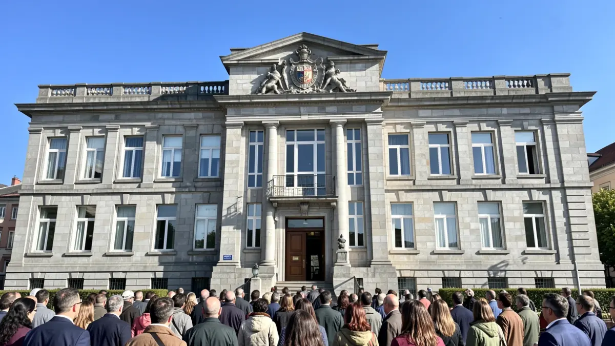 Imagen genérica de un edificio institucional gallego con cielo despejado.