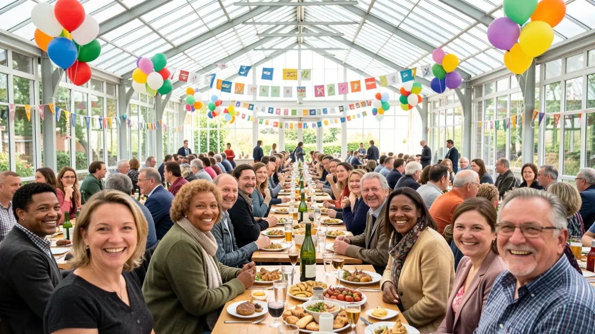 Imaxe xenérica de persoas celebrando un evento solidario nun pavillón.