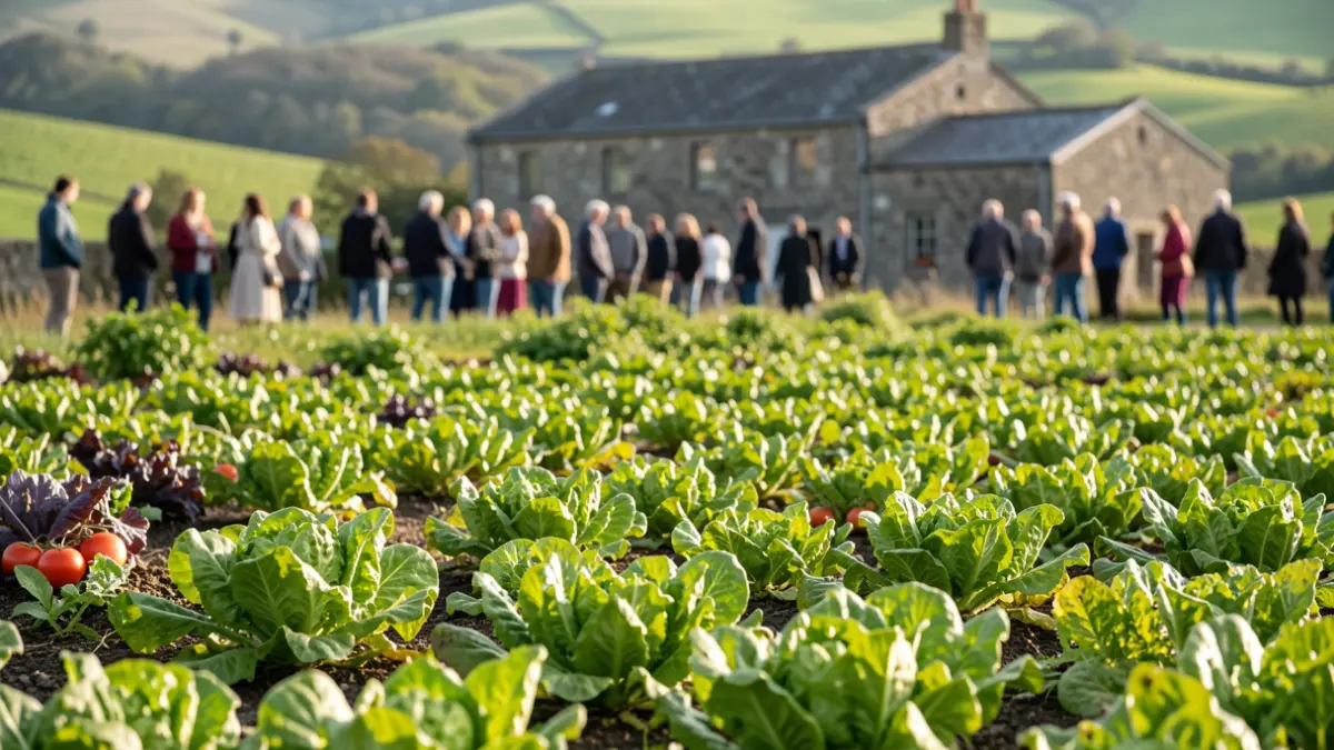 Imaxe xenérica de produtos ecolóxicos galegos en crecemento nun campo soleado.