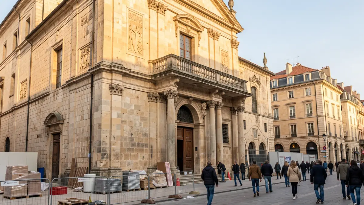 Imagen genérica de una iglesia con obras de remodelación.