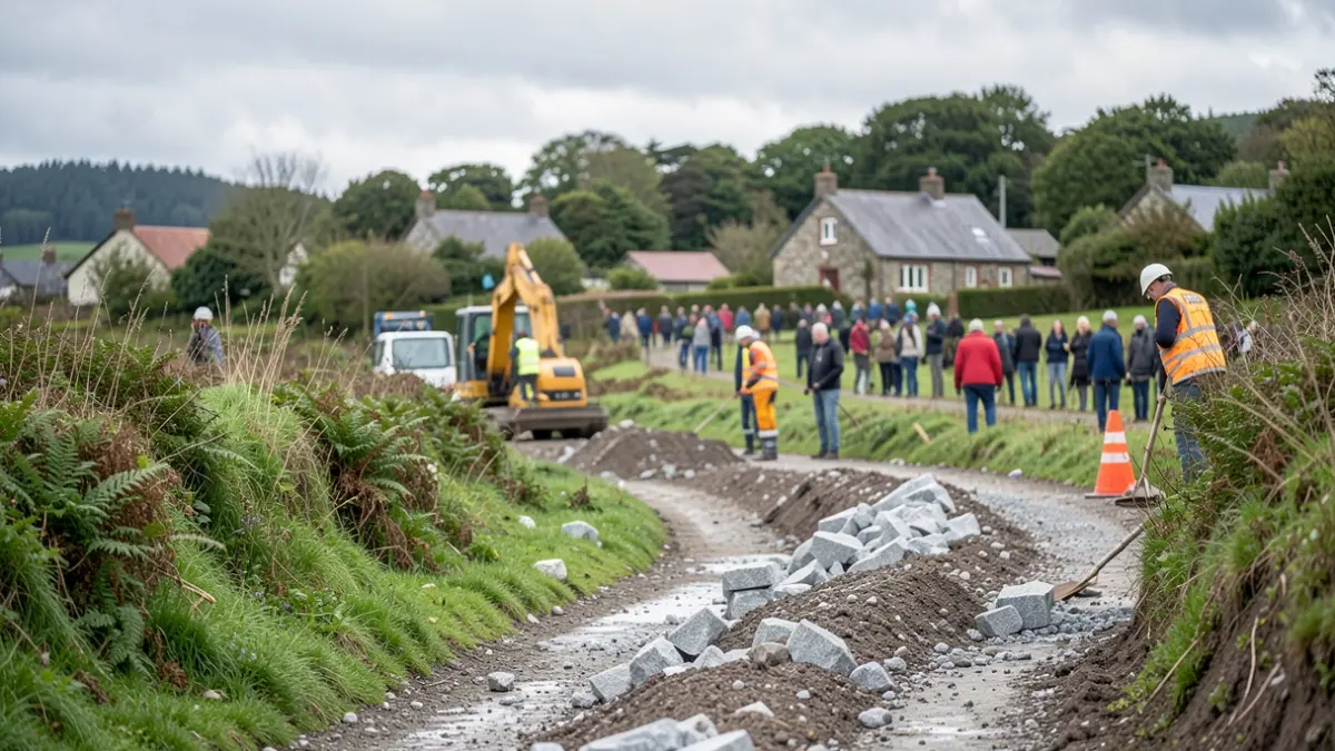 Imaxe xenérica de obras na estrada en Galicia.