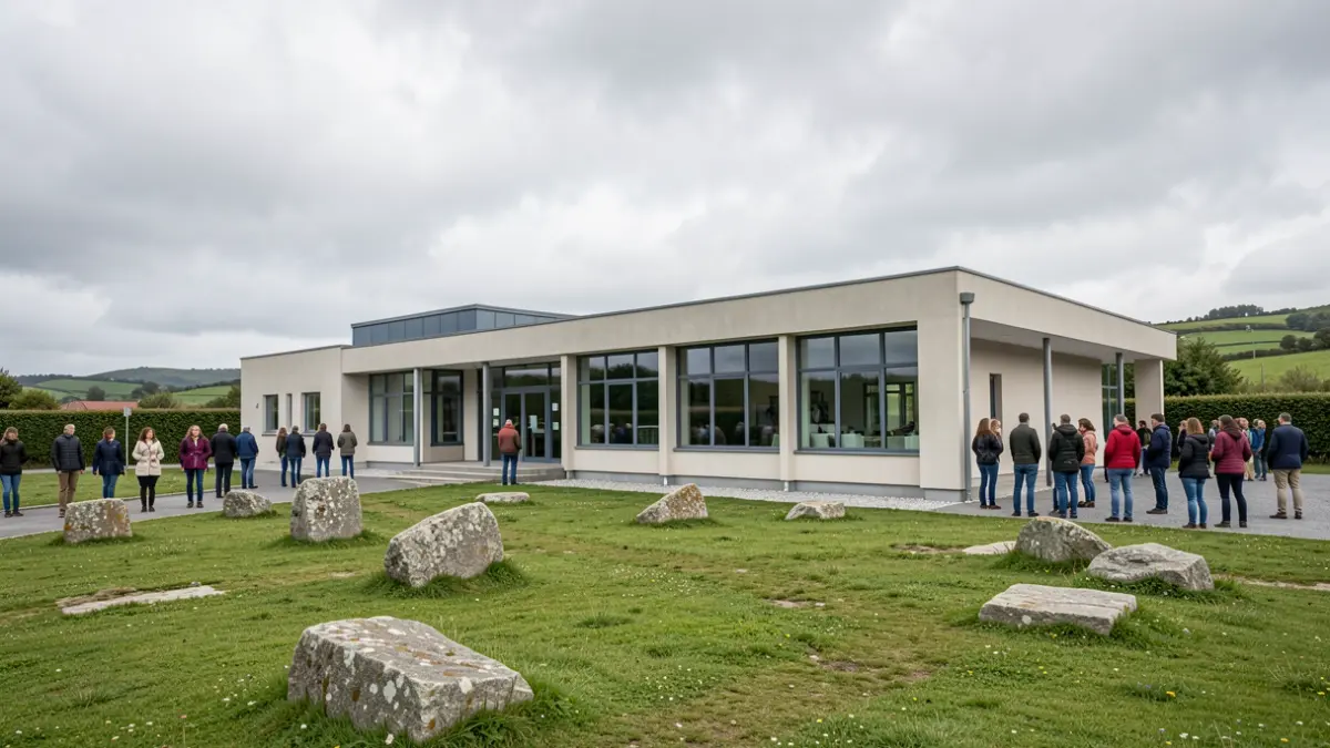 Imaxe xenérica dun centro comunitario en contorno rural galego.