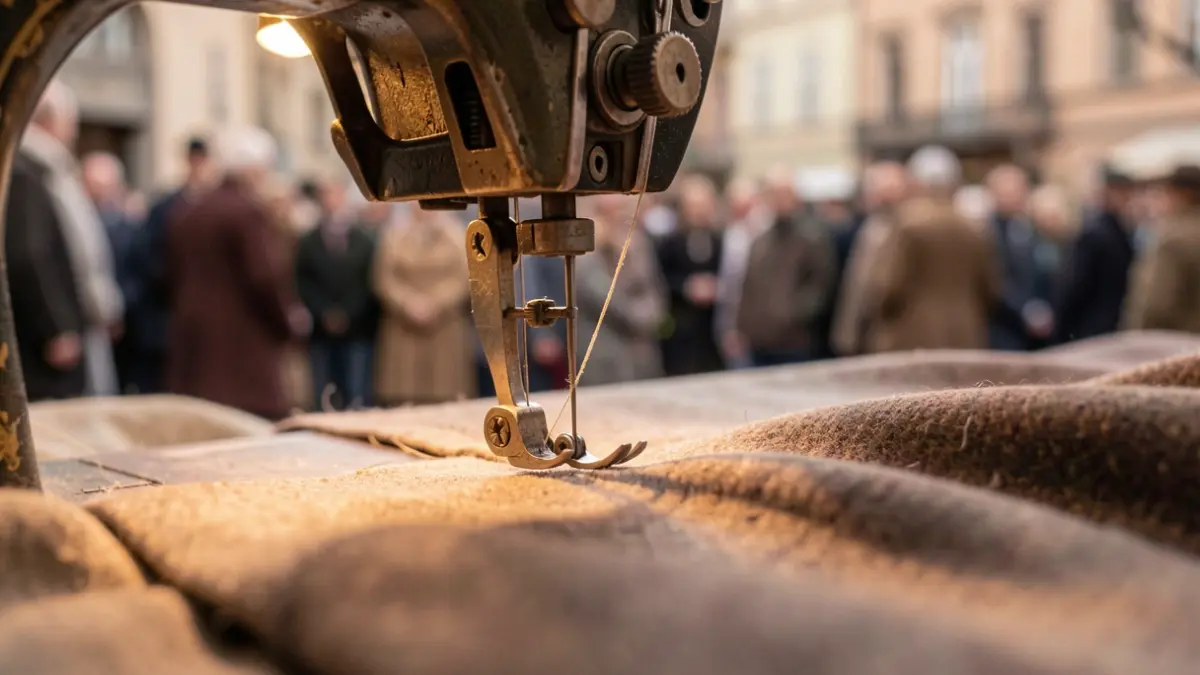 Generic image of a sewing machine with thread and fabric, evoking textile craftsmanship.