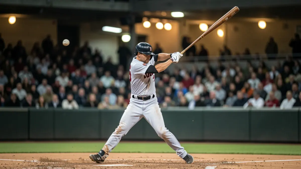 Generic image of a baseball player on a field with blurred stadium lights.